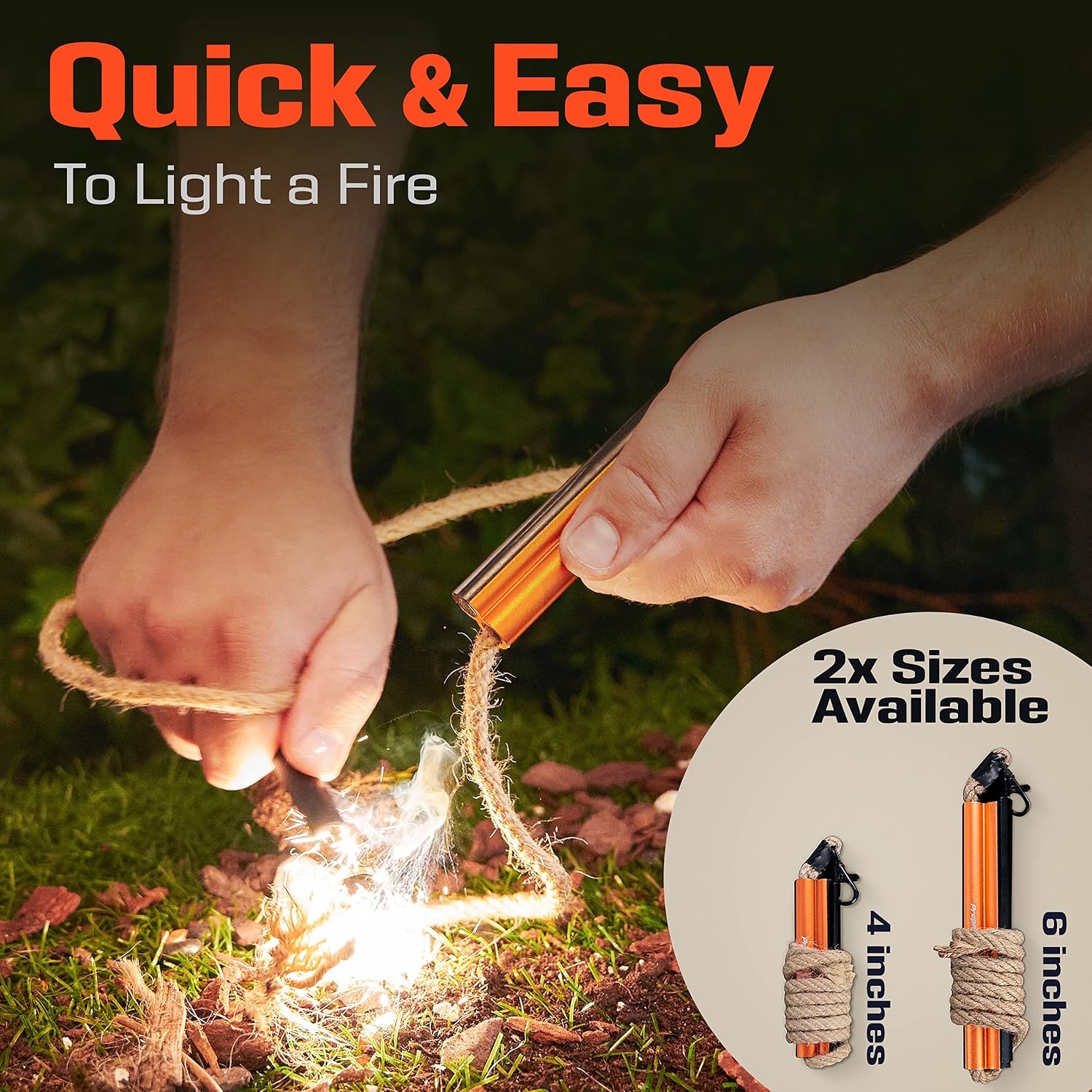 image:imageFire Starter Survival Tool AllinOne Flint and Steel Fire Starter Kit Ferro Rod Fire Starter with 36 Waterproof Tinder Wick Rope and Steel Fire Striker Patented Firestarter Prepared4X4 Inch