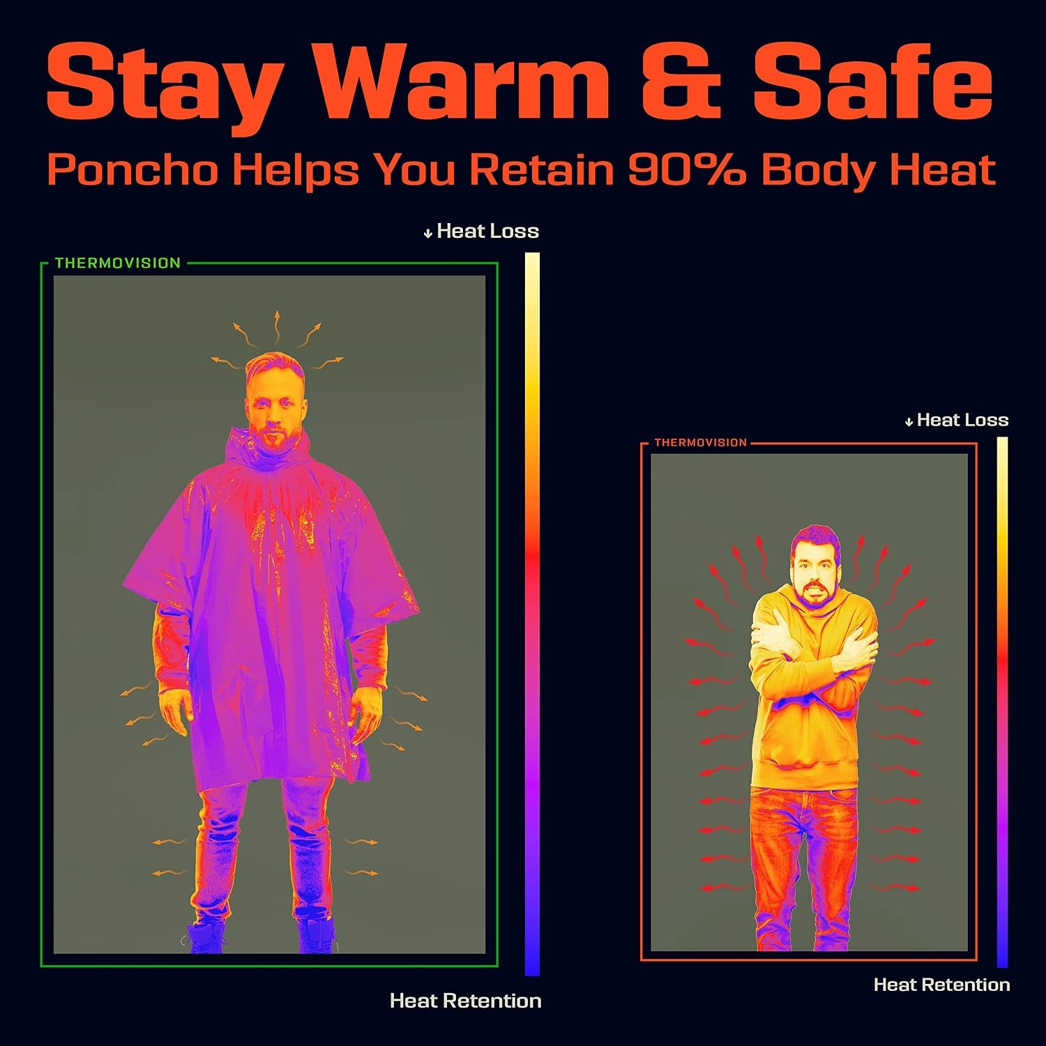 image:imagePREPARED4X Emergency Mylar Poncho Survival Rain Poncho with Hood Lightweight Compact Reusable Emergency Blanket Poncho for Hiking Camping Thermal Gear Car Kit OutdoorsGrey Camo 4pack