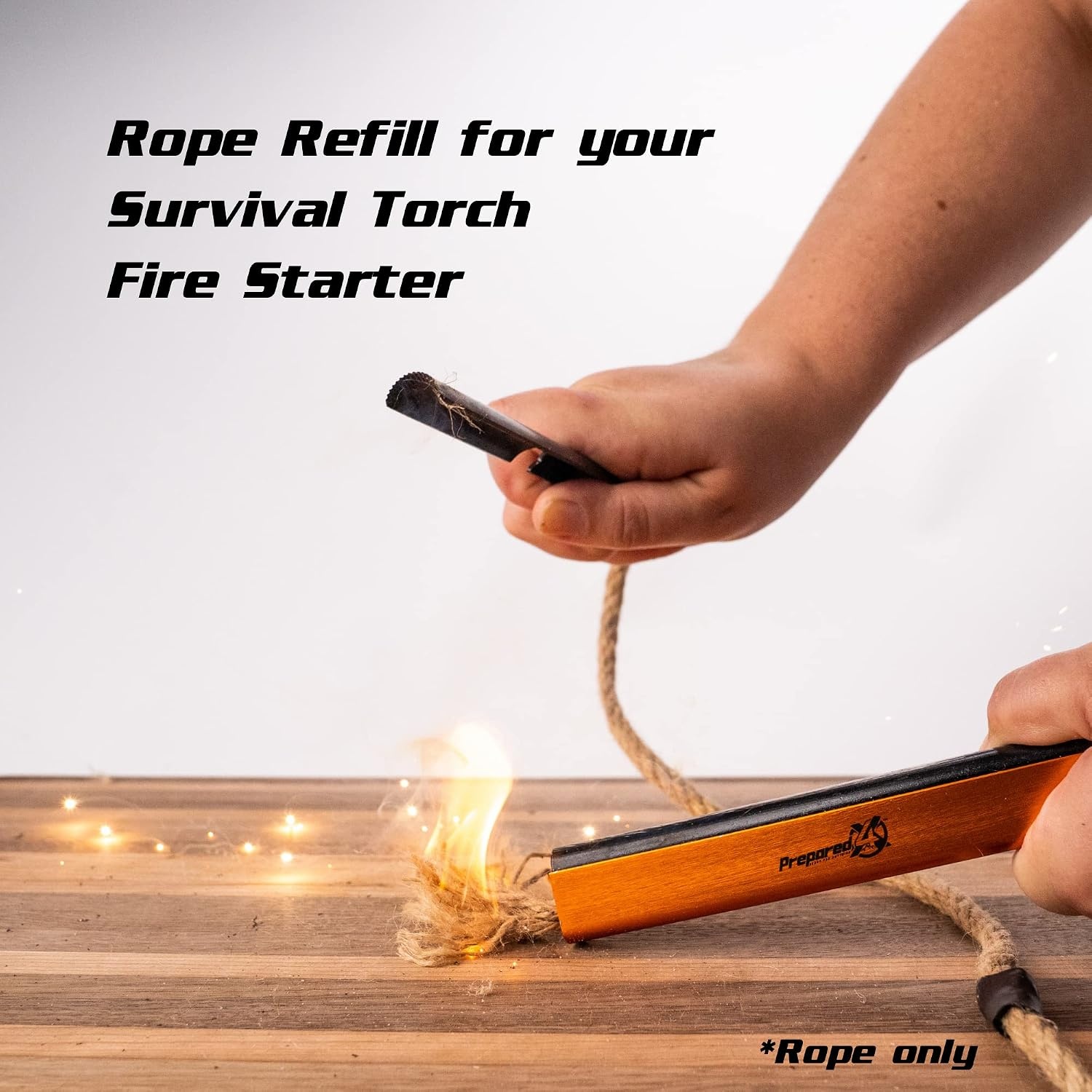 image:imagePREPARED4X Fire Starter Rope 36 Waterproof WaxInfused Hemp Tinder Wick Refill Fire Tinder for Emergency Kit Survival Kits Survival Tools
