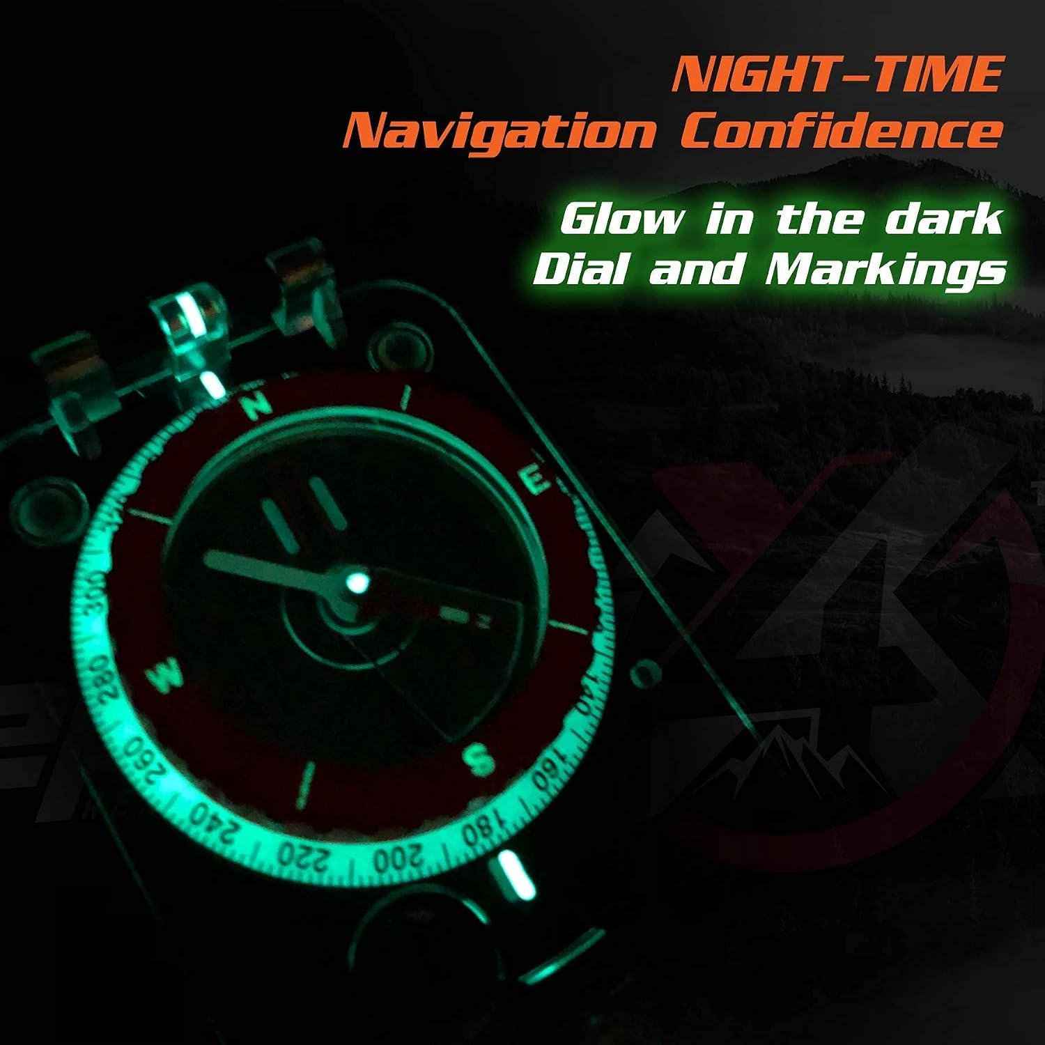 image:imagePREPARED4X Hiking Compass Survival Mirror Sighting Map Orienteering Compass with 35Ft 550 Survival Paracord Lanyard Fire Starter Whistle Fishing Line Tinder Cord