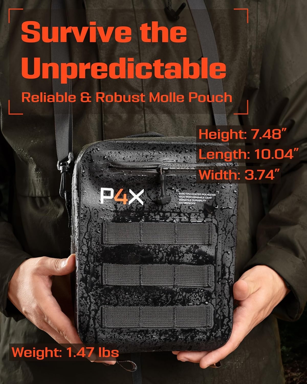 image:imageWaterproof Molle Pouch Attach to Backpacks amp Belts Ideal EDC Pouch Organizer for Medical Gear Flashlight Firestarter Phones and More Rugged Carrier for Outdoor Travel amp Adventure