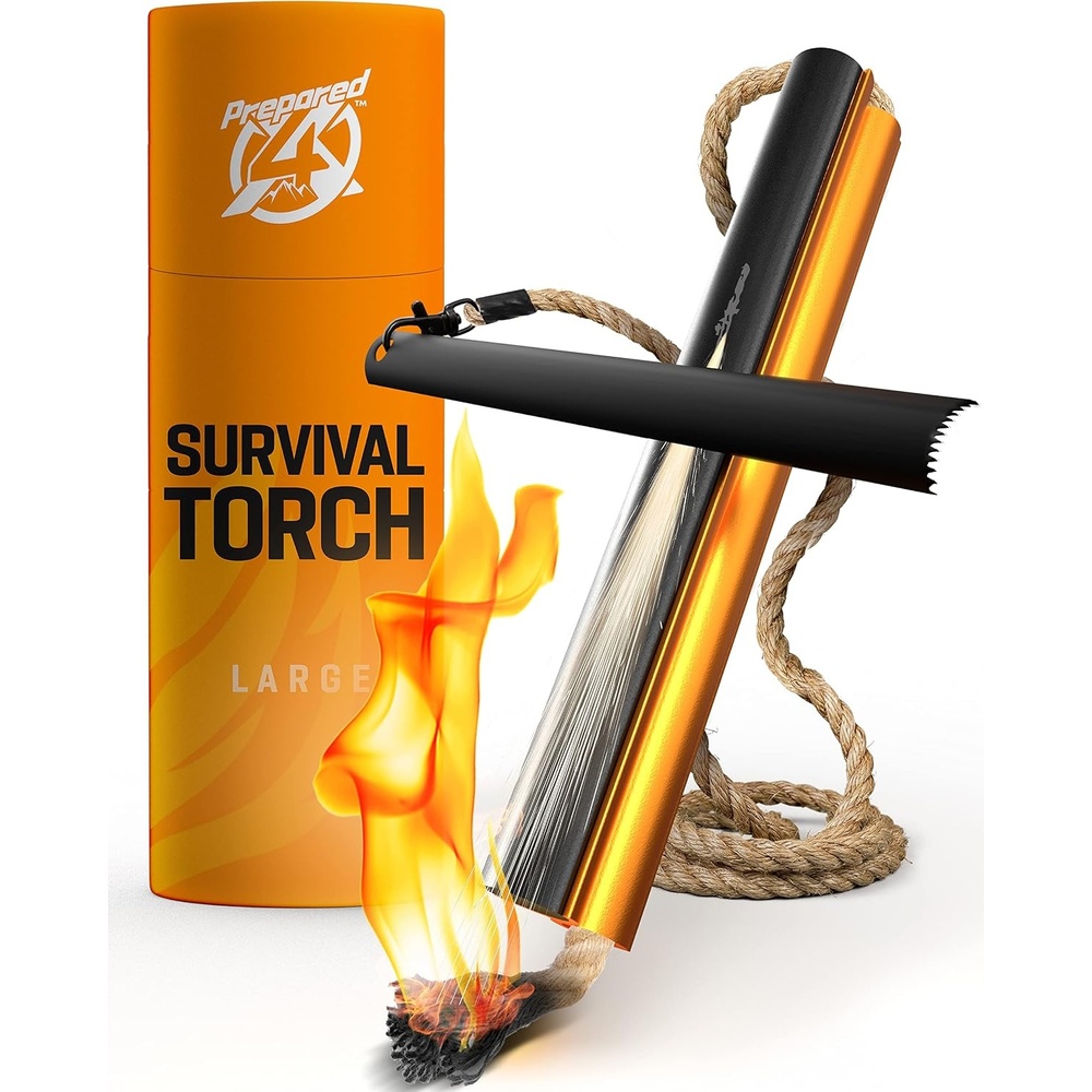 image:imageFire Starter Survival Tool AllinOne Flint and Steel Fire Starter Kit Ferro Rod Fire Starter with 36 Waterproof Tinder Wick Rope and Steel Fire Striker Patented Firestarter Prepared4X6 Inch