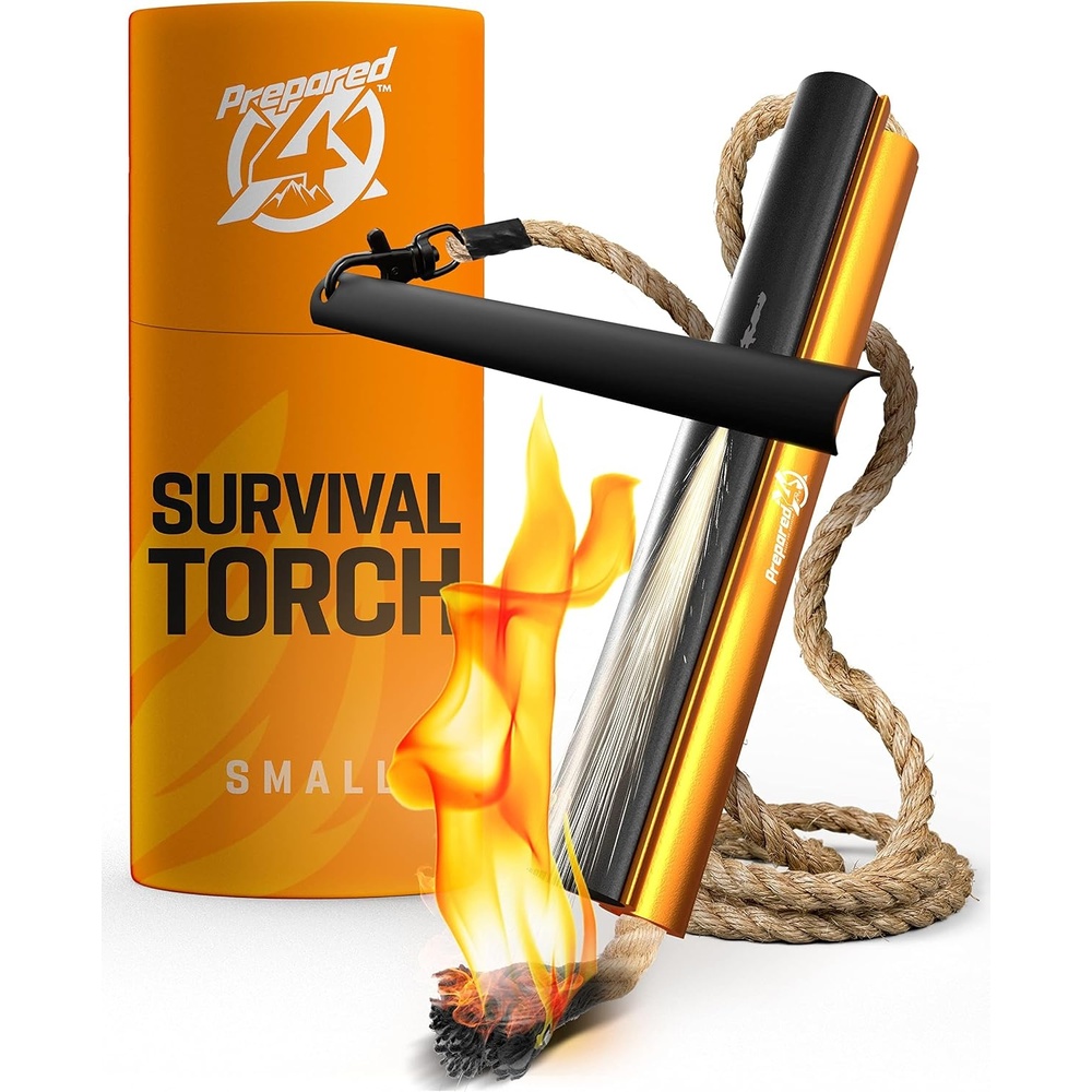 image:imageFire Starter Survival Tool AllinOne Flint and Steel Fire Starter Kit Ferro Rod Fire Starter with 36 Waterproof Tinder Wick Rope and Steel Fire Striker Patented Firestarter Prepared4X4 Inch