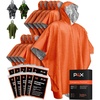 image:imagePREPARED4X Emergency Mylar Poncho  Survival Rain Poncho with Hood  Lightweight Compact Reusable Emergency Blanket Poncho for Hiking Camping Thermal Gear Car Kit OutdoorsOrange 10pack
